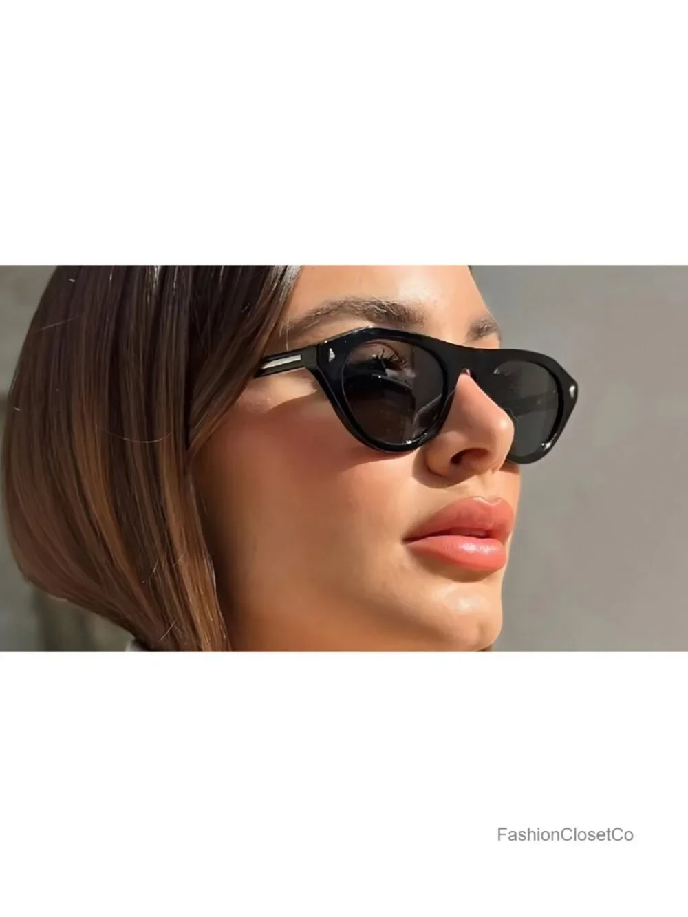 Small Oval Cat Eye Sunglasses with UV400 Protection Plastic Frame